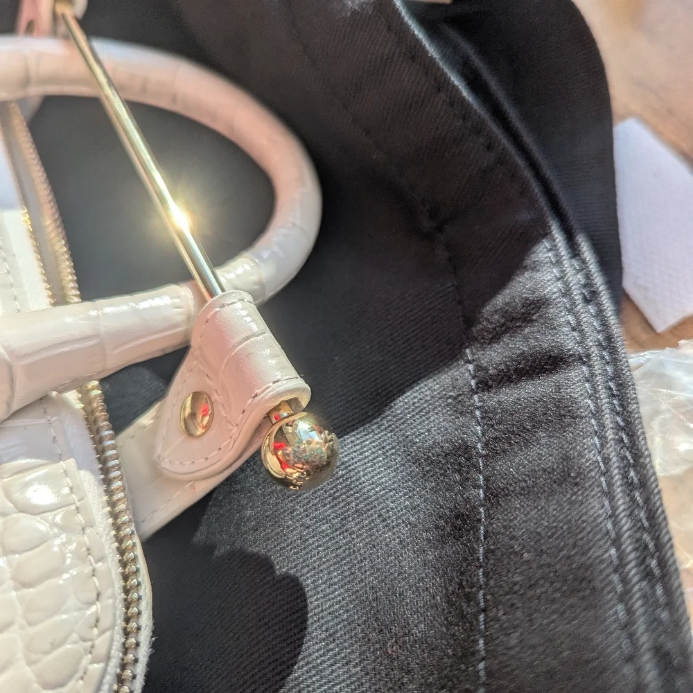 NWT Strathberry Dome Mini Croc-Embossed Leather Vanilla - Picture 5 of 7